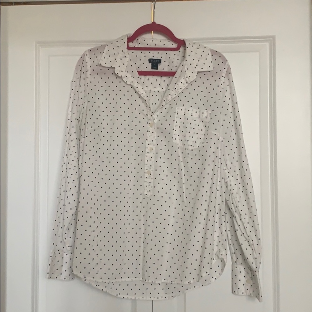 J. Crew | white button down w/ black polka dots